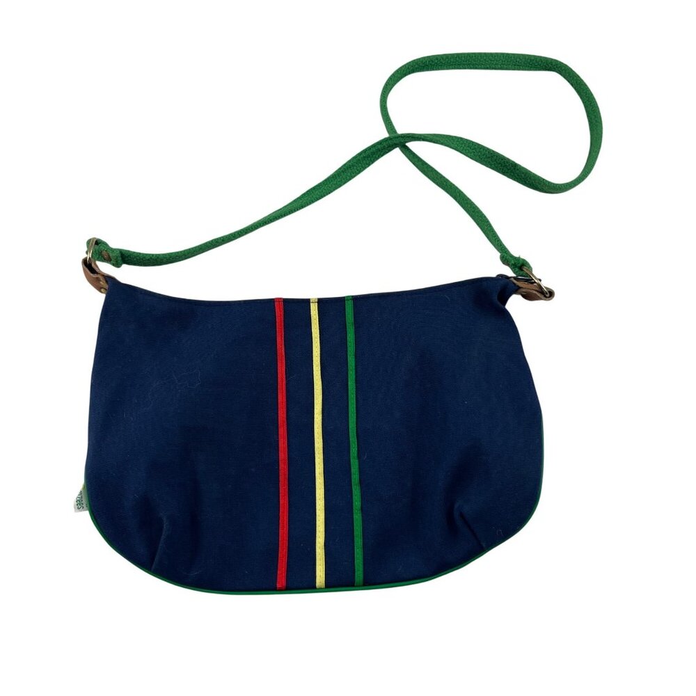 Wimzees Vintage 80s‎ Crossbody Bag Canvas Navy with colorful stripes